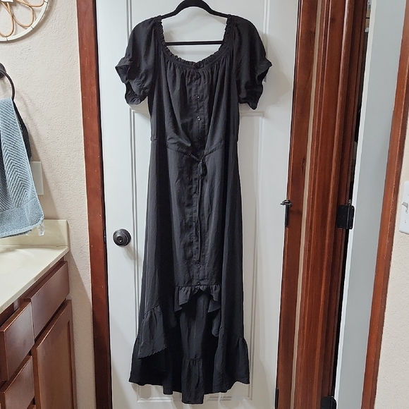 Cupshe Black Hi-Low Maxi Dress Ruffle Dress - Picture 1 of 6